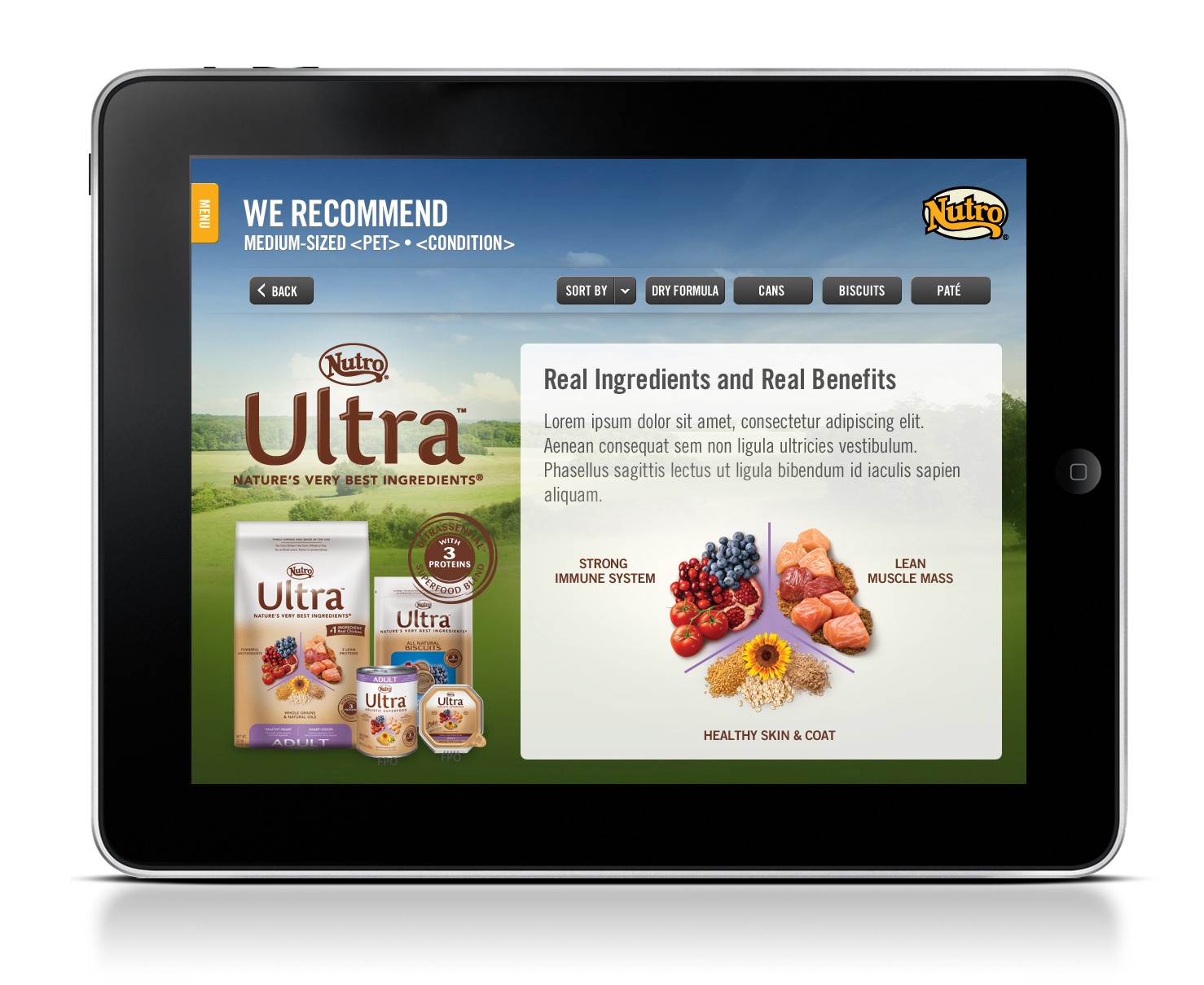  Nutro Pet Sales App Ingredients Information Screen