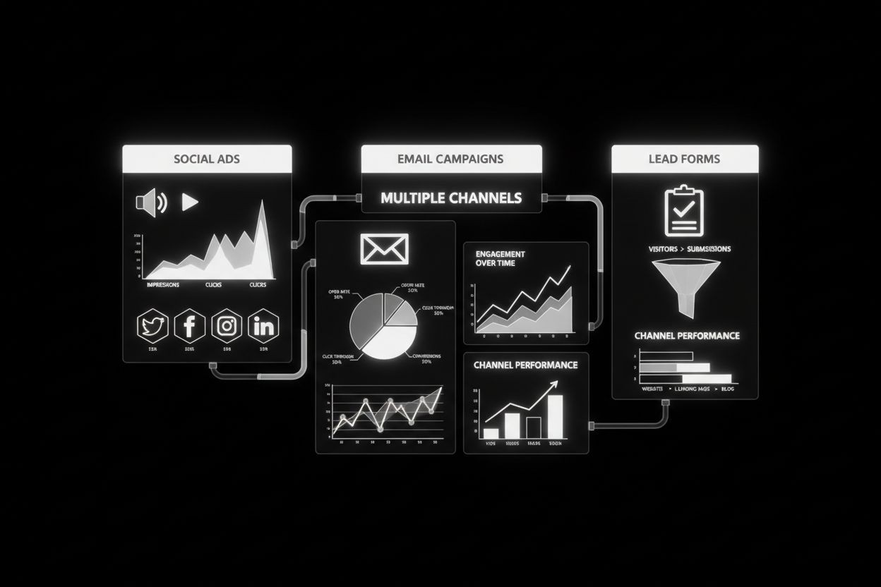 Digital marketing dashboard with campaign channels