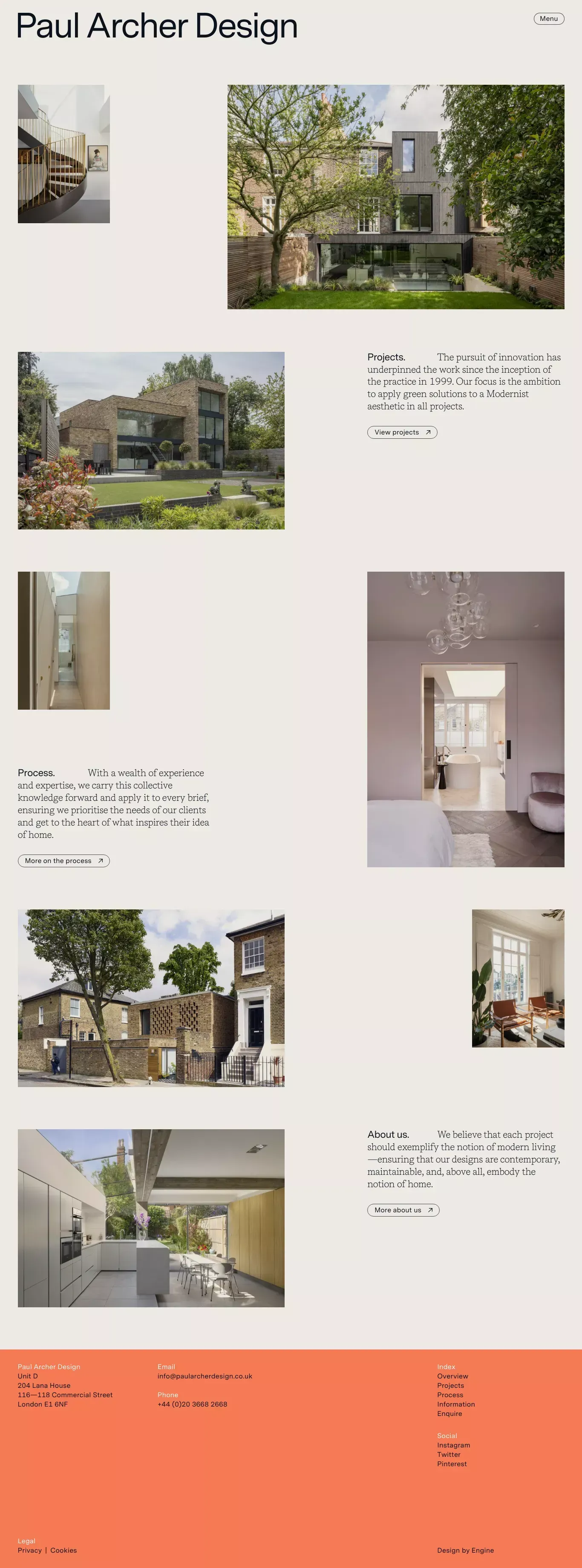 Paul Archer Design portfolio page screenshot showcasing Architecture and Design design