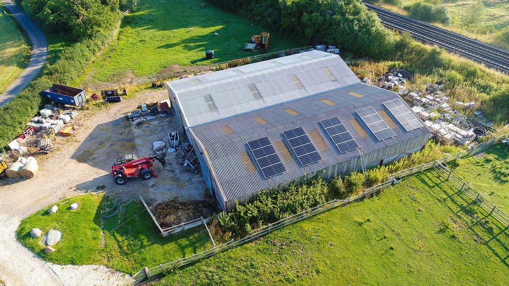 Commercial hangar with solar panels