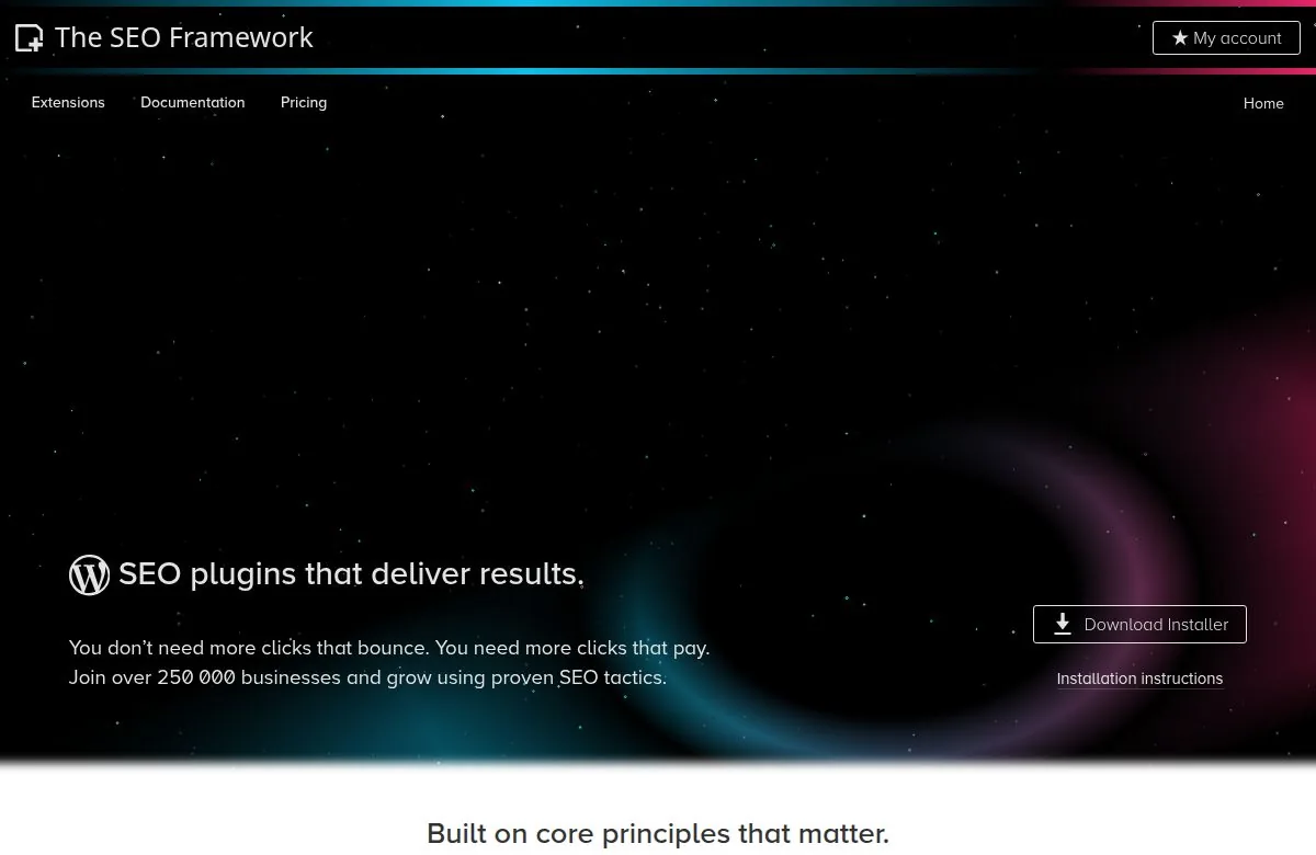 The SEO Framework official homepage screenshot