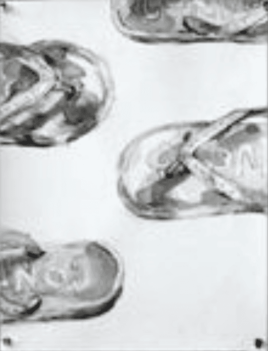 herd of sheep on road painting