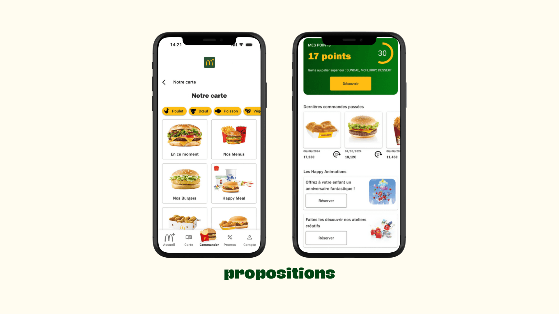 2 mock-ups of the mobile interface with our suggestions for improvements that meet the ‘Navigation’ criteria.