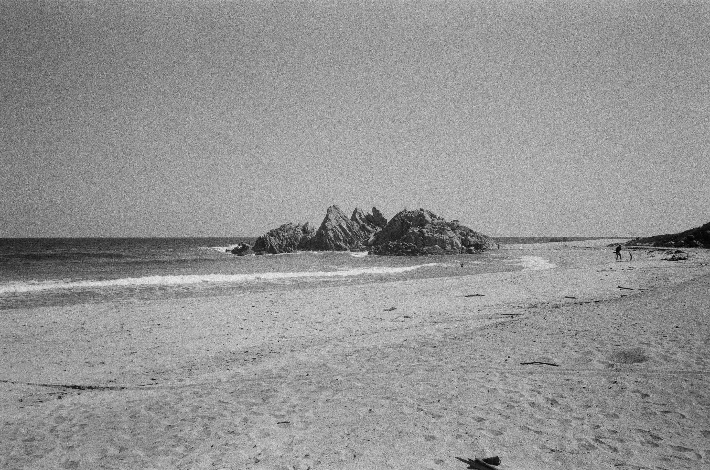 black and white beach photo