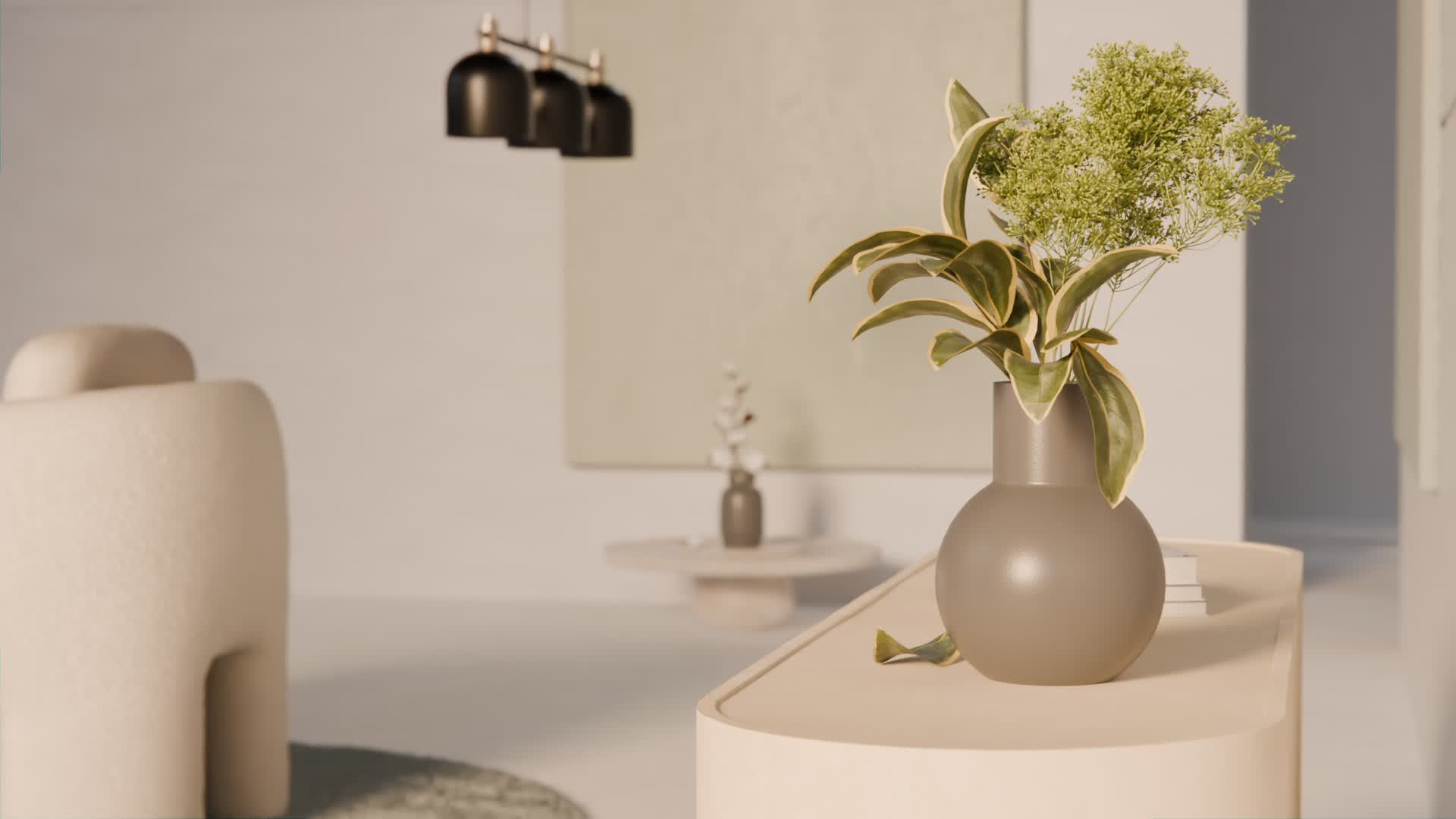 minimalist decor table plant armchair Bold collection