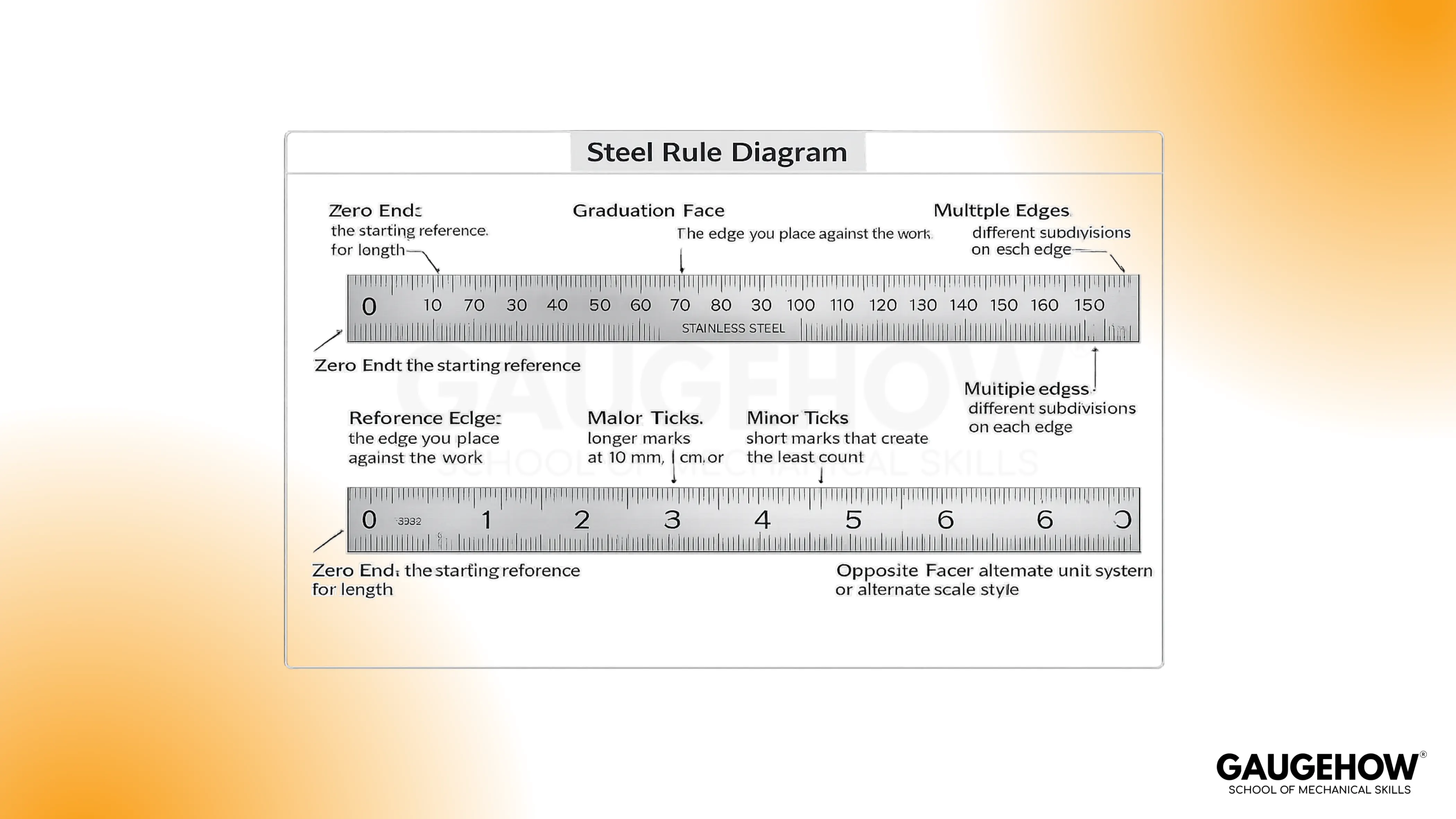 Steel rule diagram with labeled parts