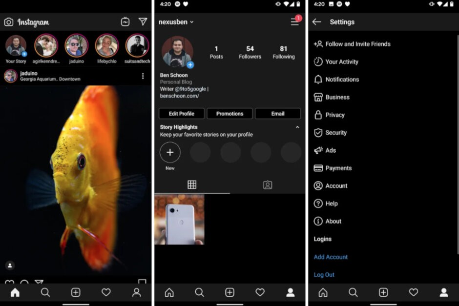 Instagrams Dark Mode