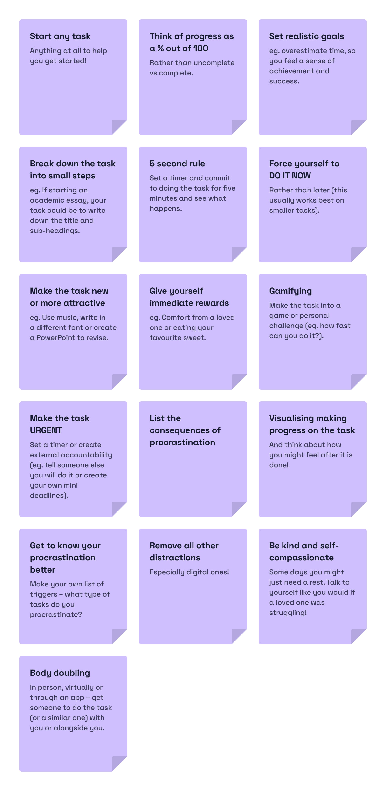 A series of procrastination tips.