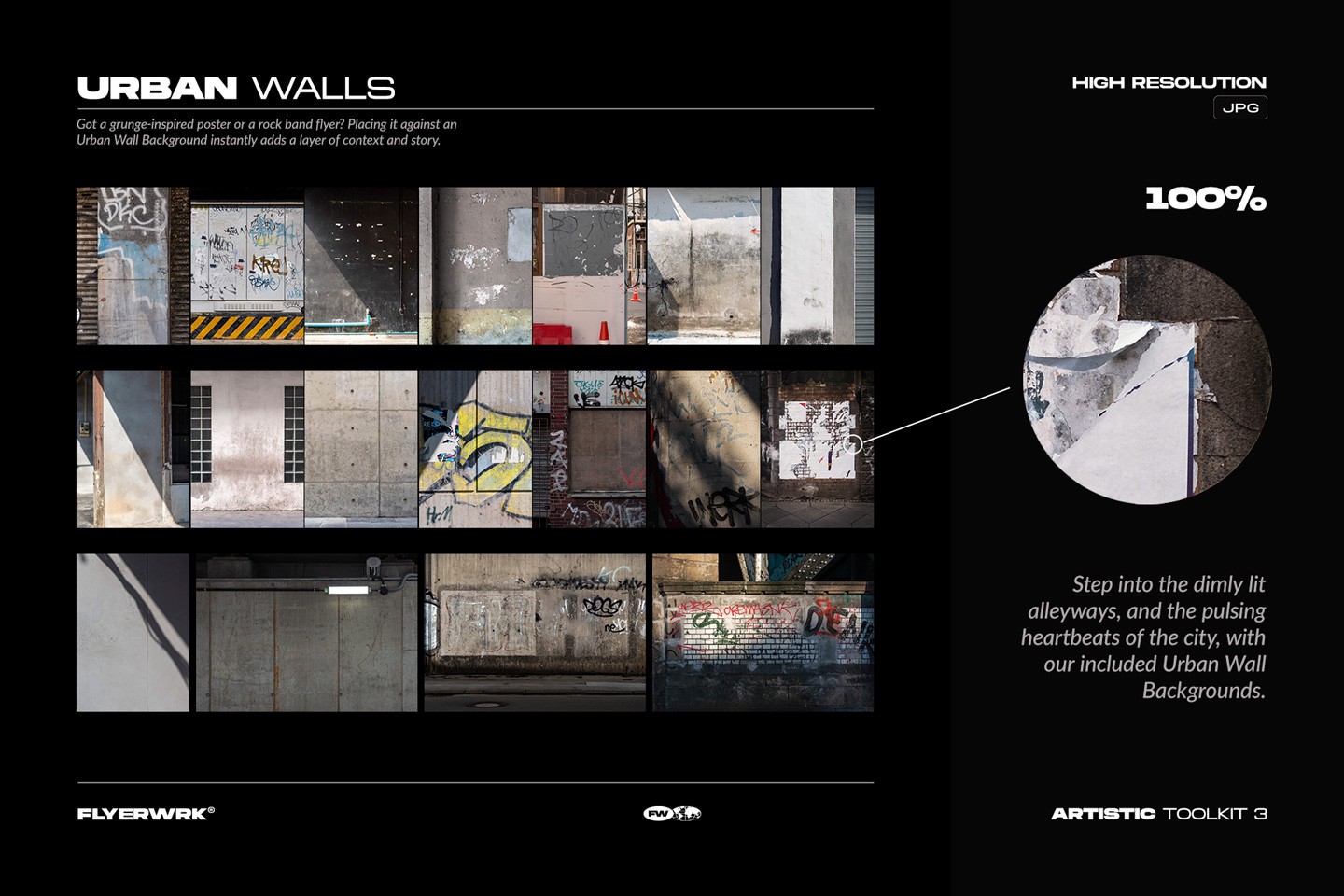 Artistic Toolkit 3 urban wall background textures for gritty poster compositions