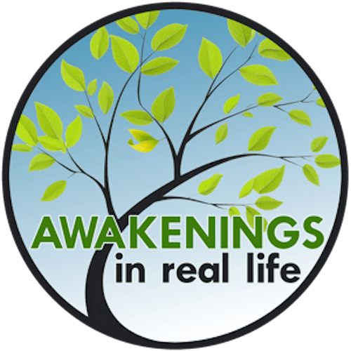 Awakenings in Real Life logo featuring a leafy tree inside a circular design with blue sky background.