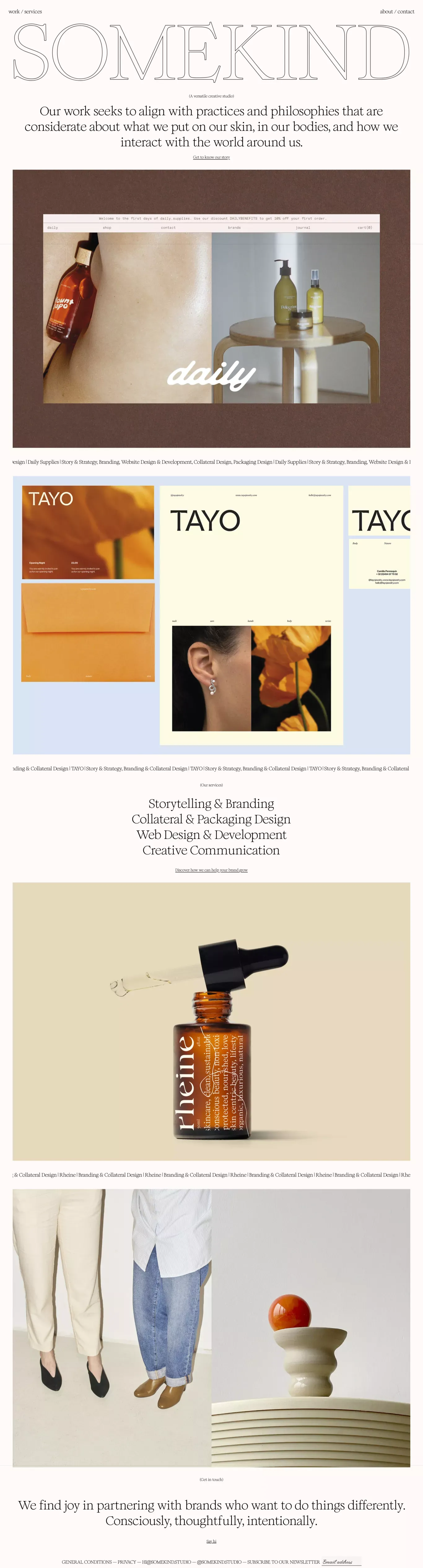 SOMEKIND portfolio page screenshot showcasing Design and Tech design