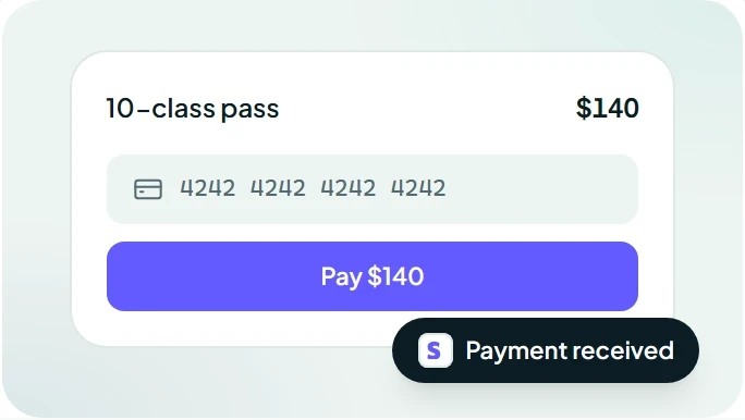 A Stripe checkout for a class pass