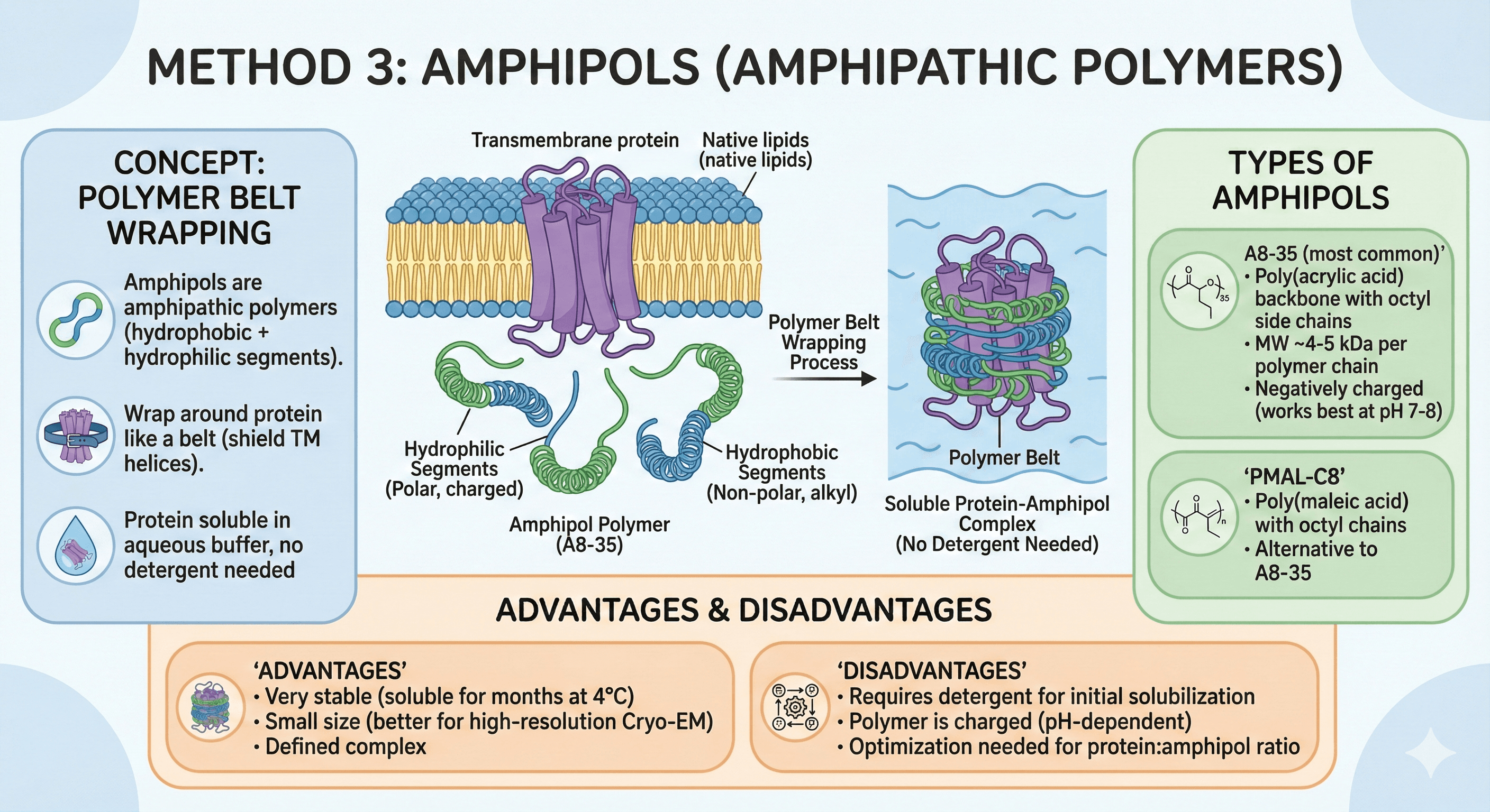 Diagram Showing the Advantages and Disadvantages of Using Amphipols