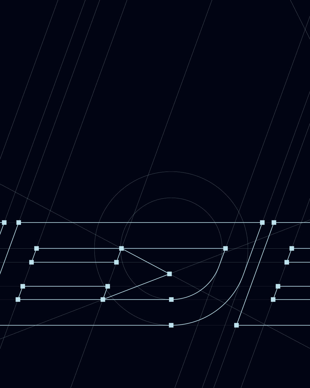 TheDen — logo construction lines on dark background