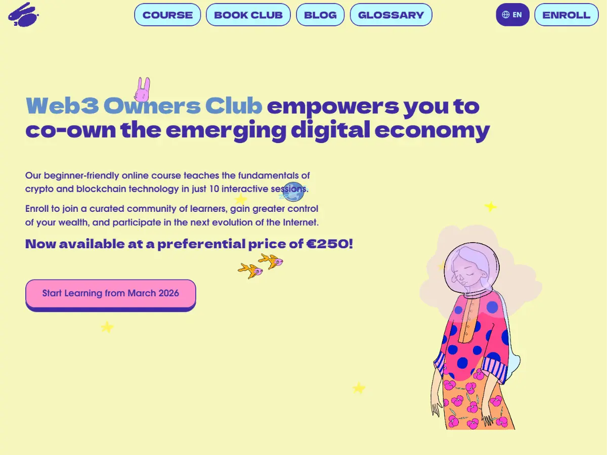 the web3 owners club landing page