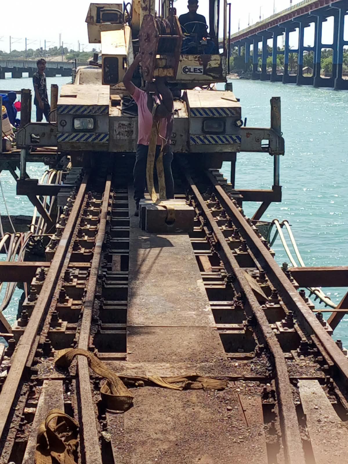 Pamban Bridge live work photo