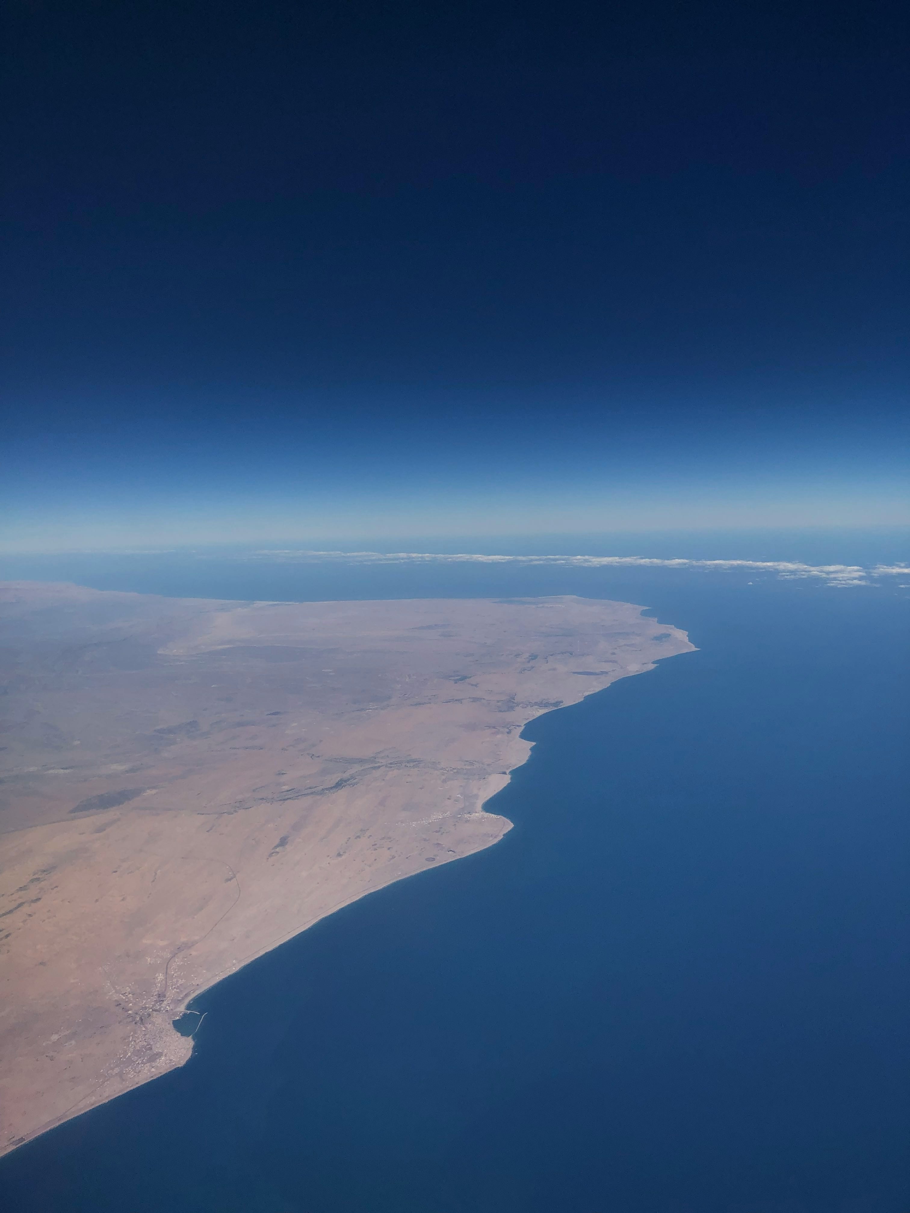 an aerial view of a large body of water