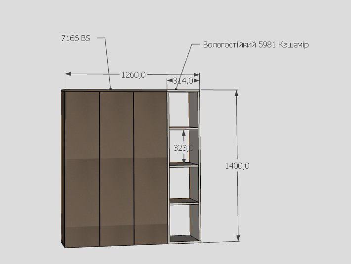 Креслення шафи з розмірами для виготовлення меблів HiDome