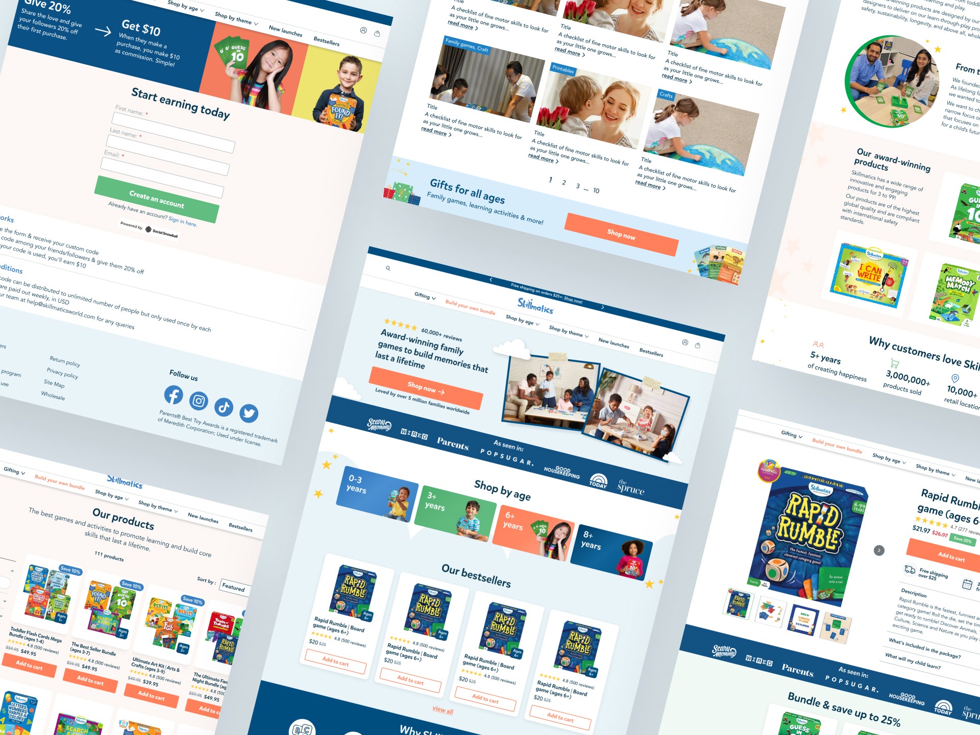 Desktop version of a variety of layouts