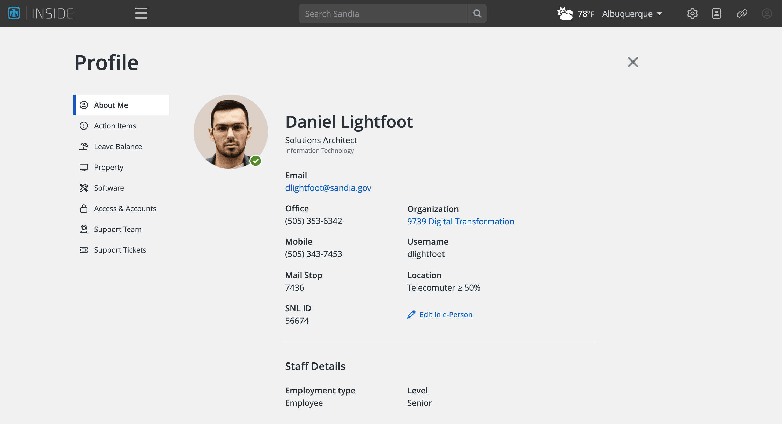 screenshot of user profile 