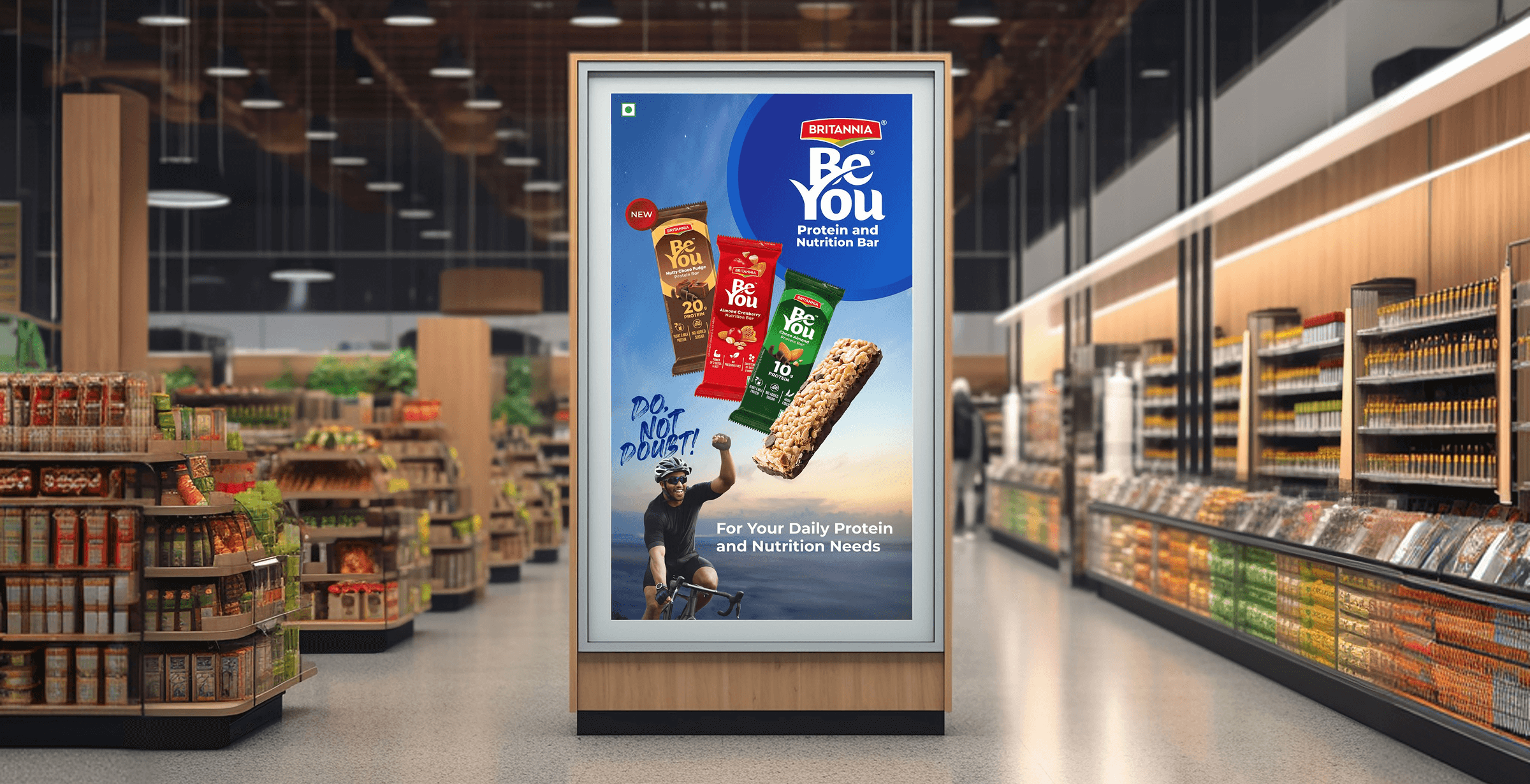 Britannia Be You protein bar kiosk display