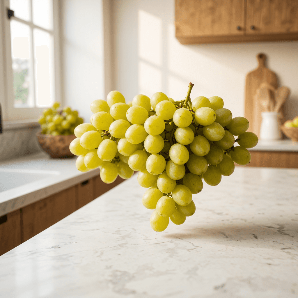product photography of bunch of green grapes