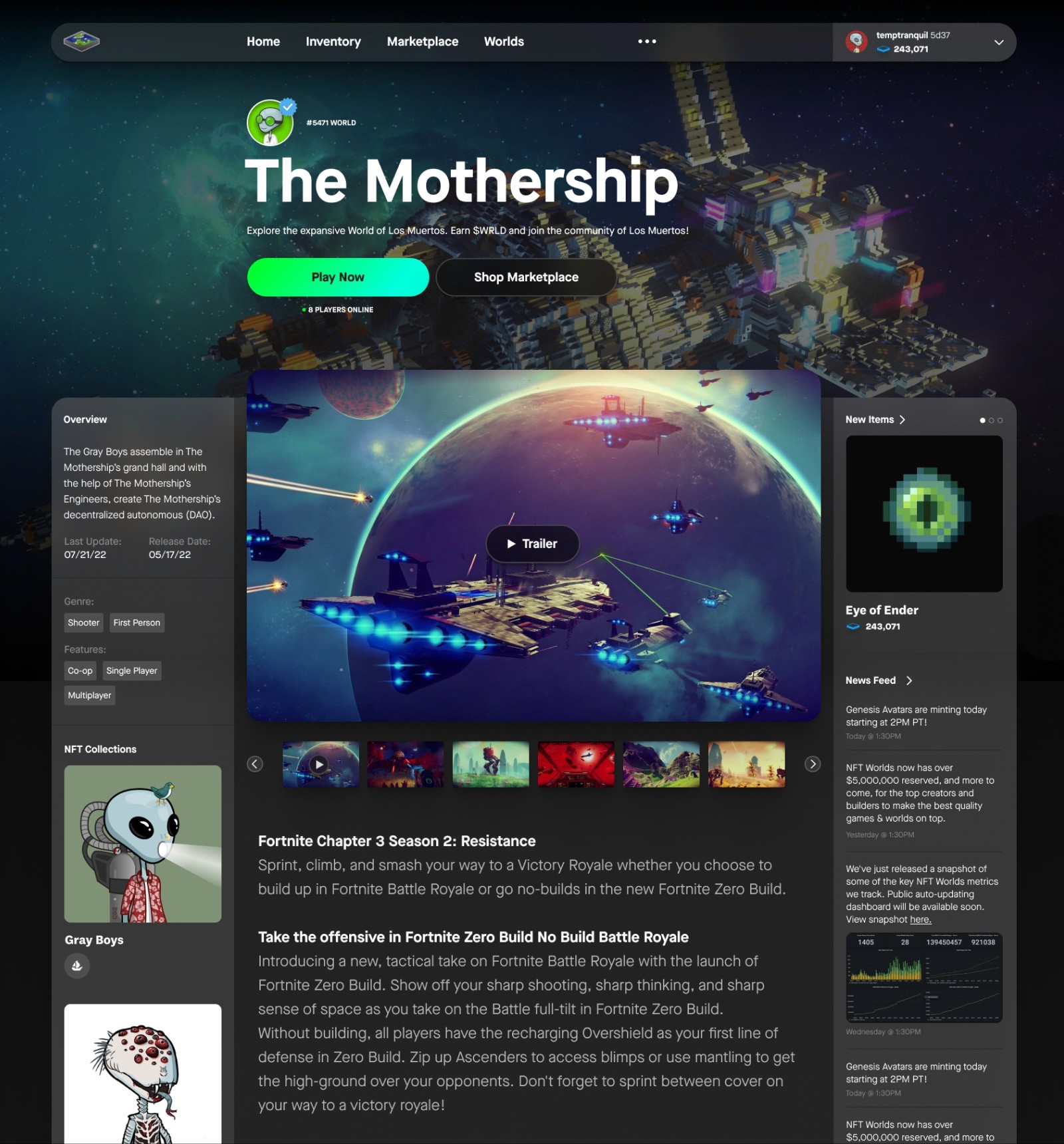 NFT Worlds Dashboard