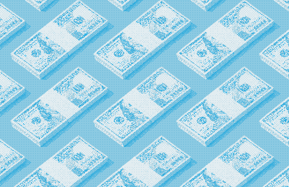 a lot of money sitting on top of a green surface