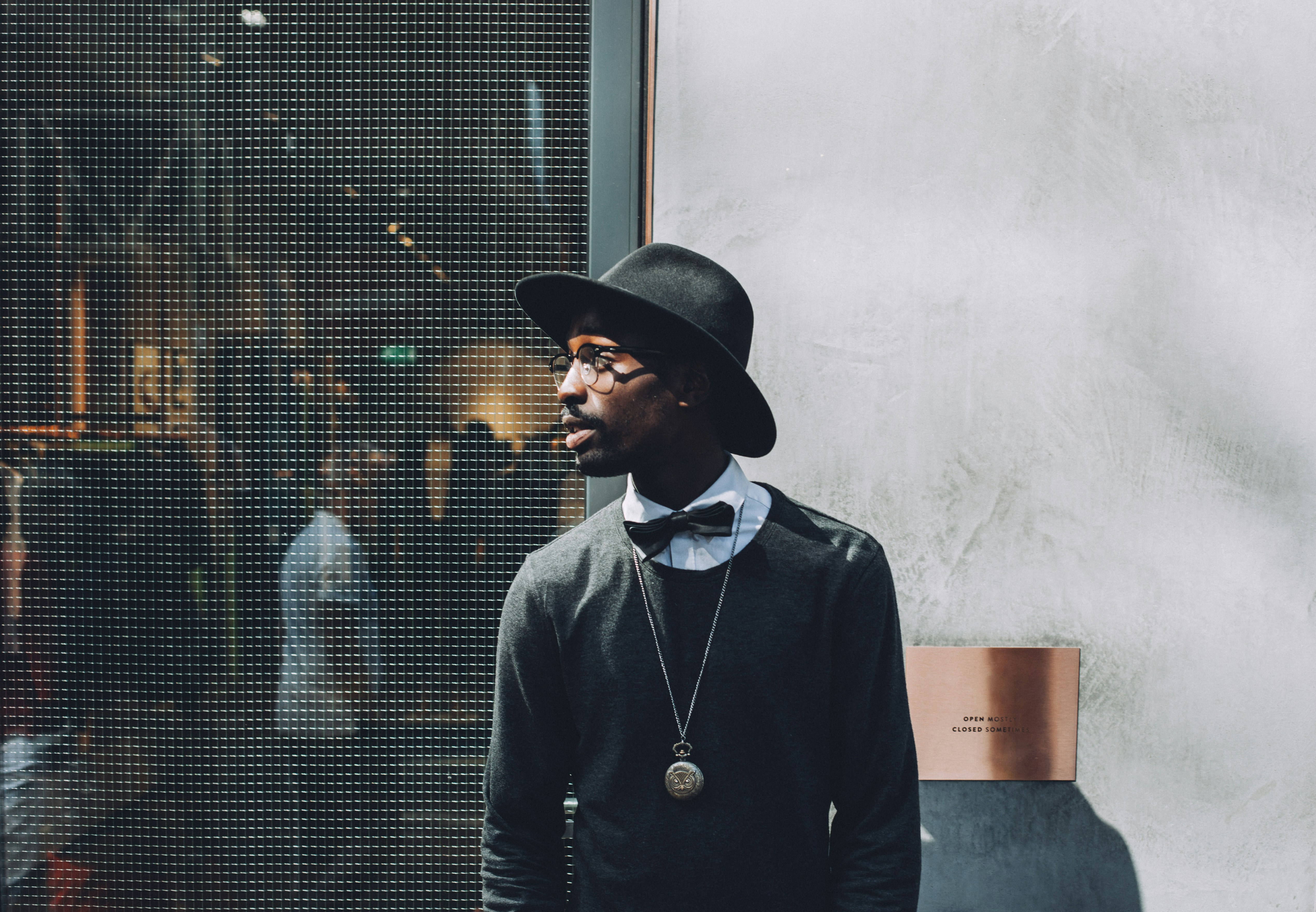 Man Wearing Black Posing - Preppy Shirts