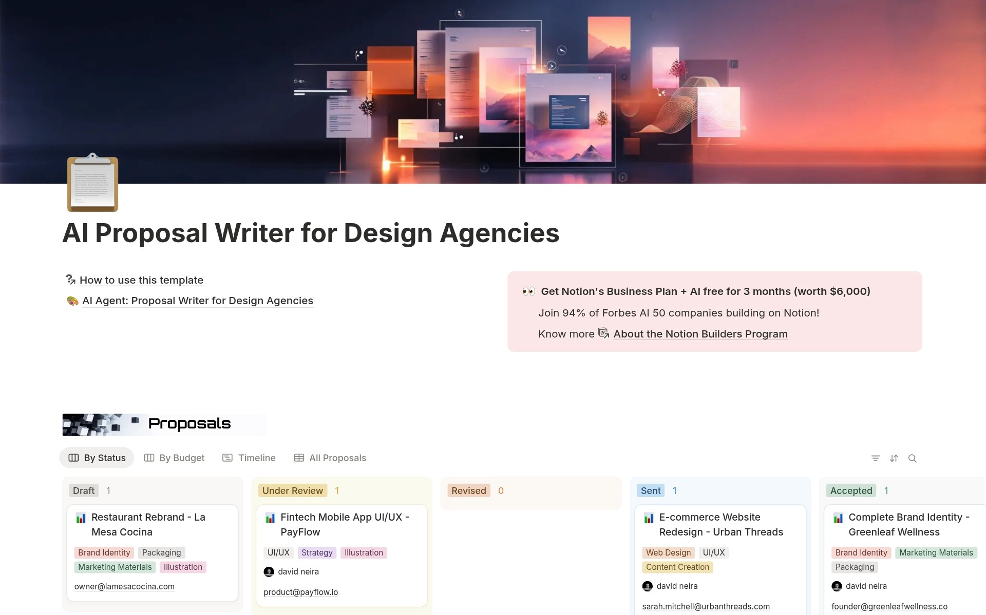 AI Proposal Writer for Design Agencies Dashboard Screenshot