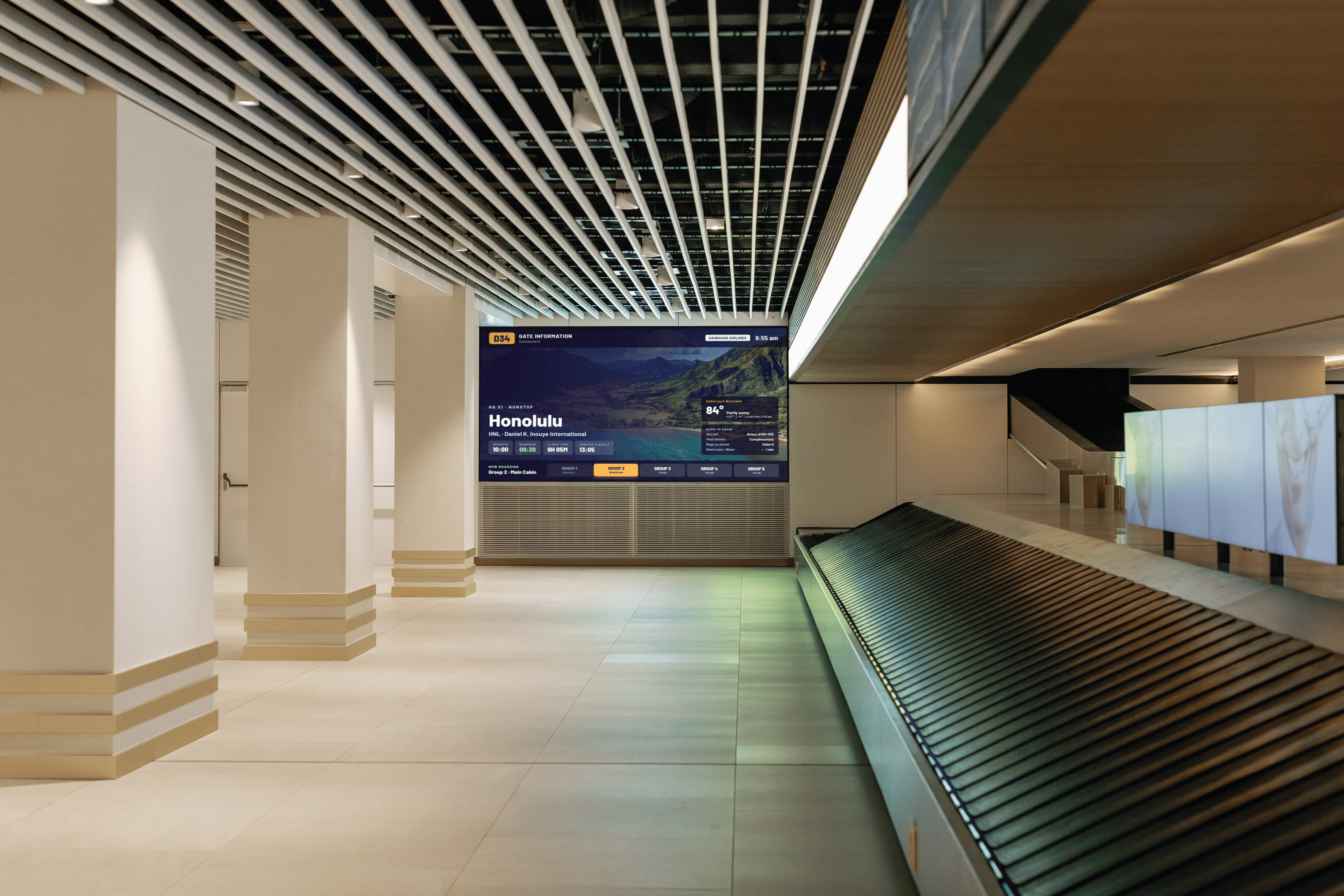 A mock up of smart GIDS in an airport