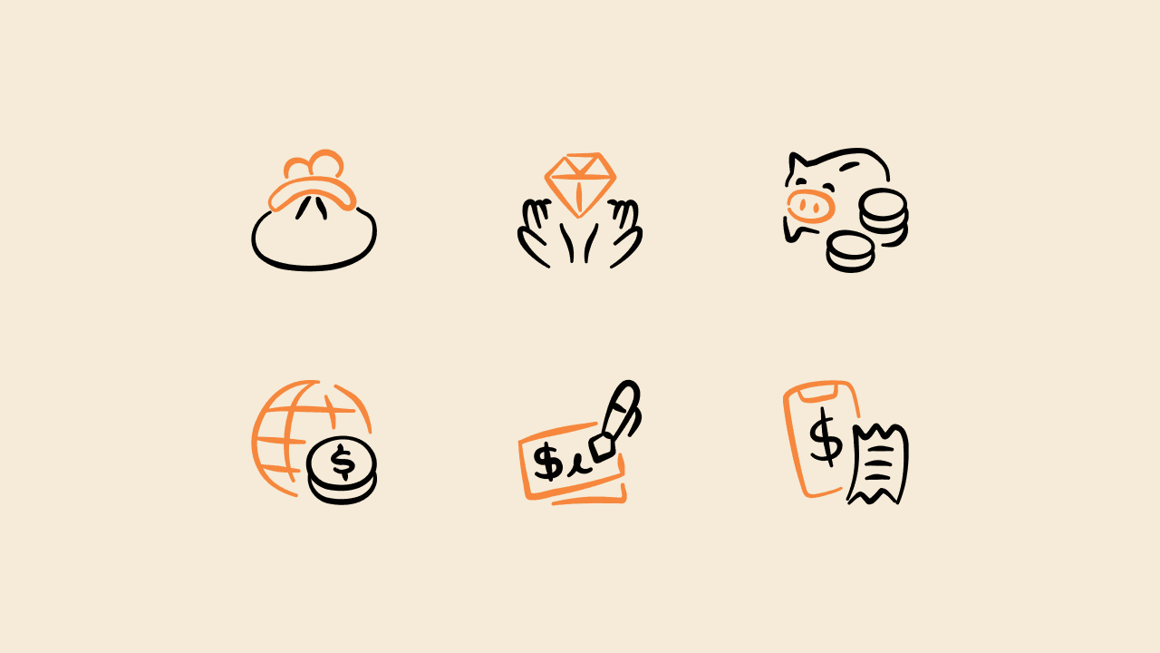 Freehand Duo Finance Icon Set