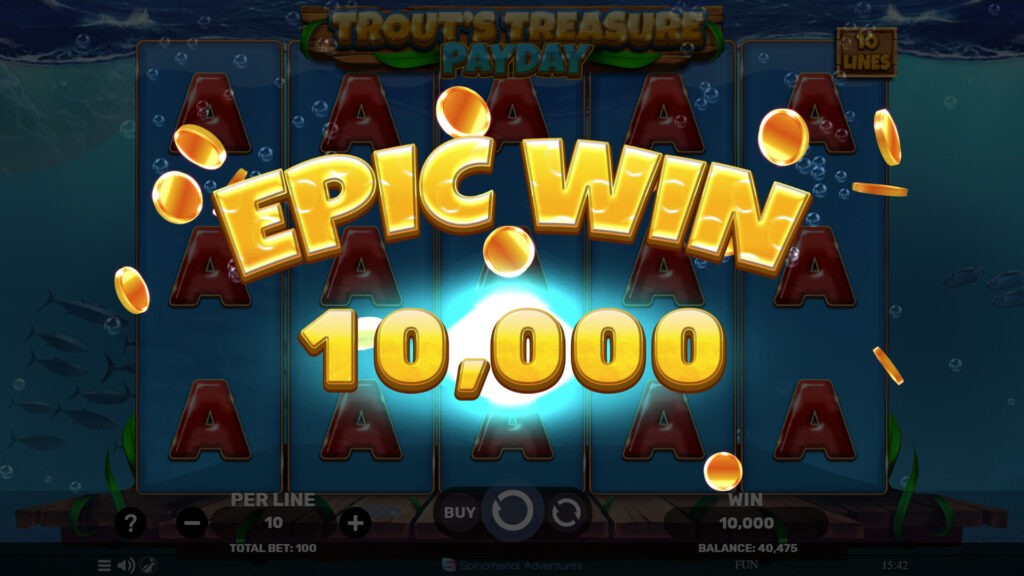 Trout's Treasure: Payday - exemple d’écran de gain