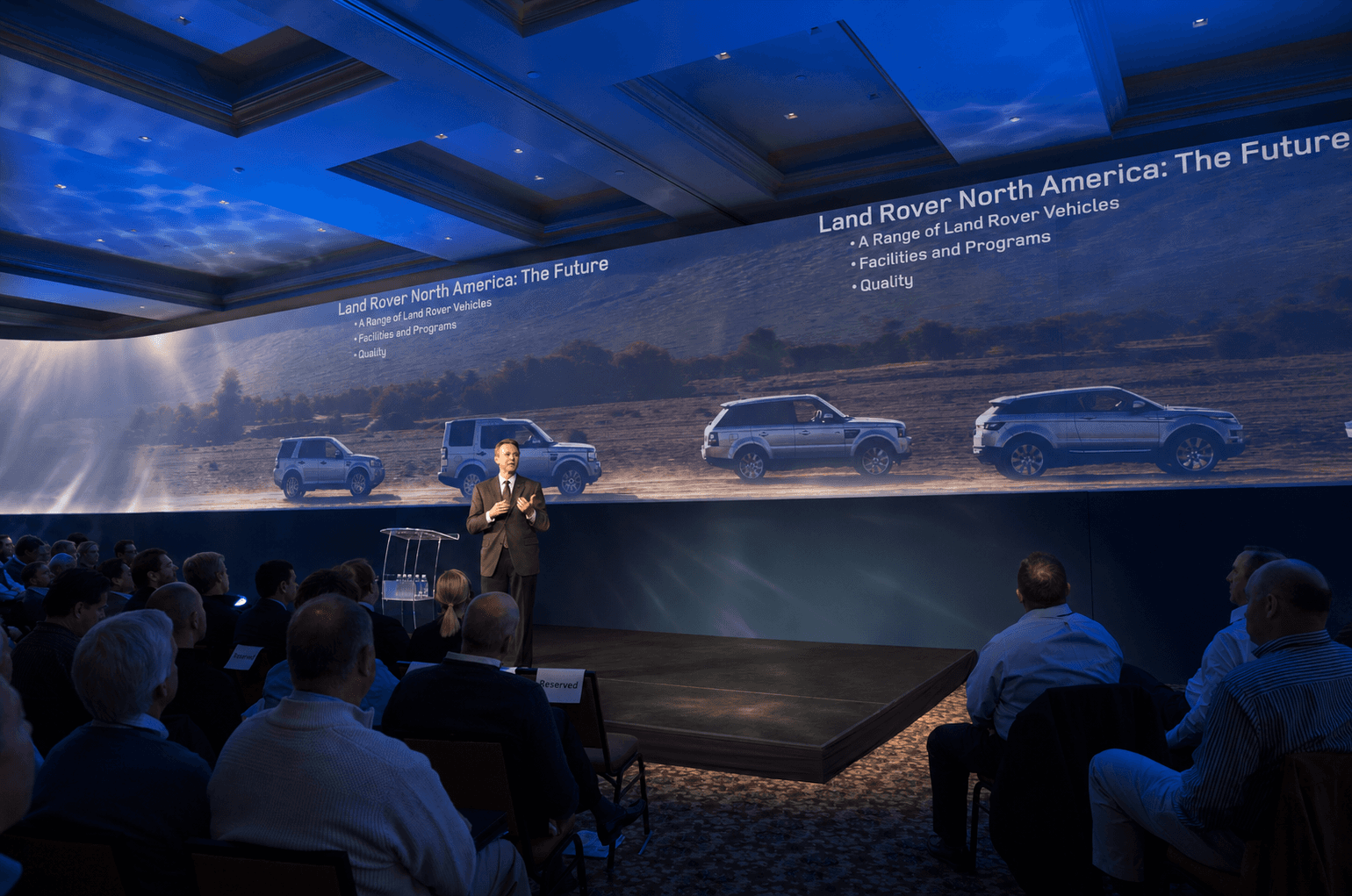 Land Rover executive presenting