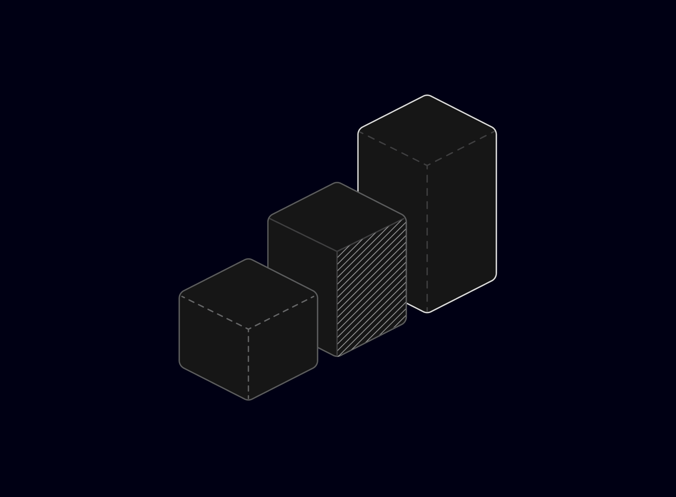 A graph illustration displaying three distinct cubes, each representing different data points or categories.