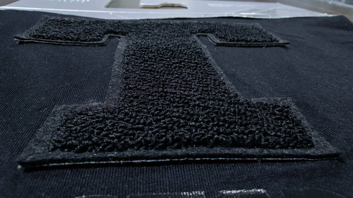 Close-up detail of embroidered