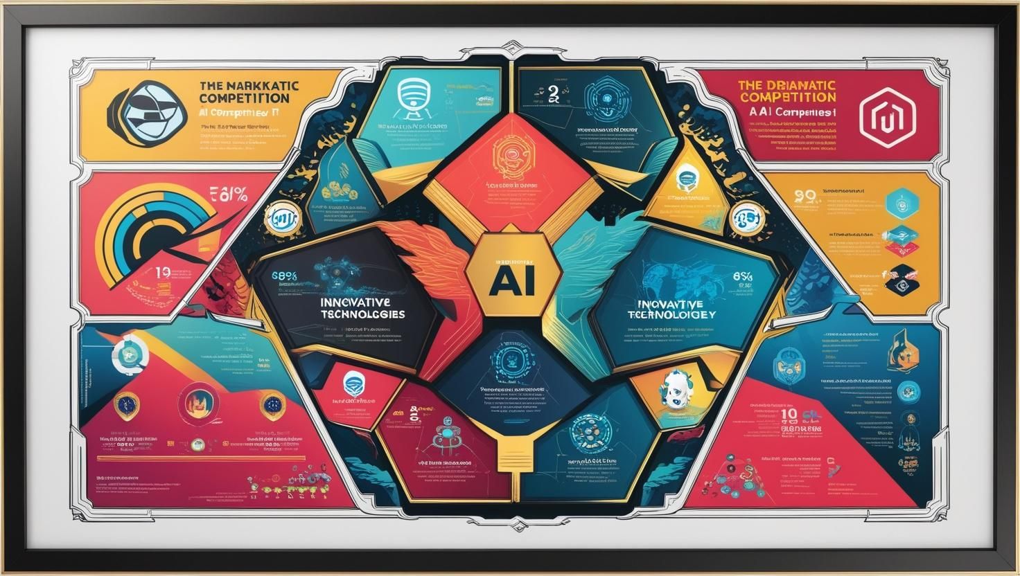 A dramatic infographic of different AI companies competing in the marketplace.