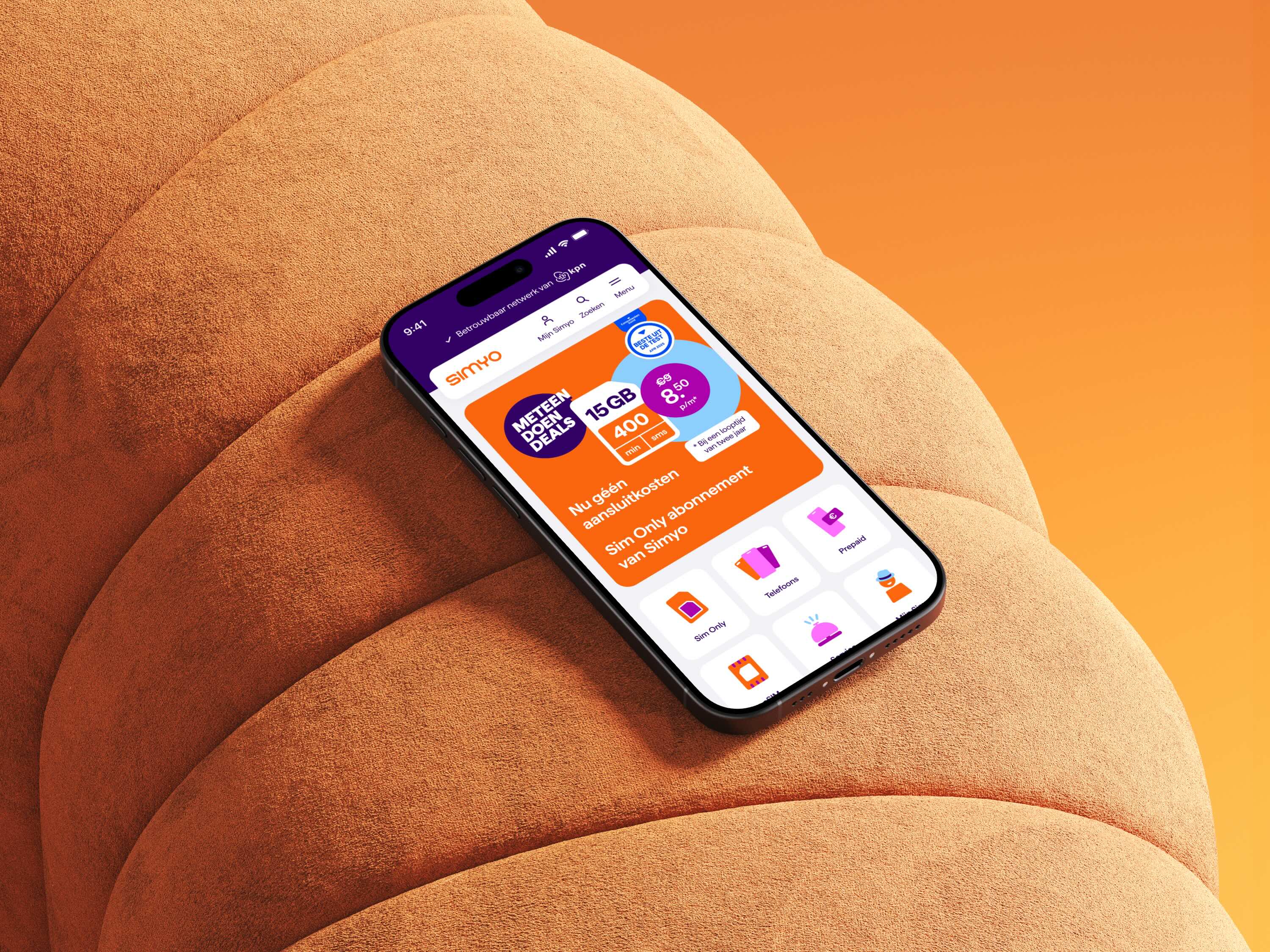 Simyo home on an iPhone 16 Pro Mockup