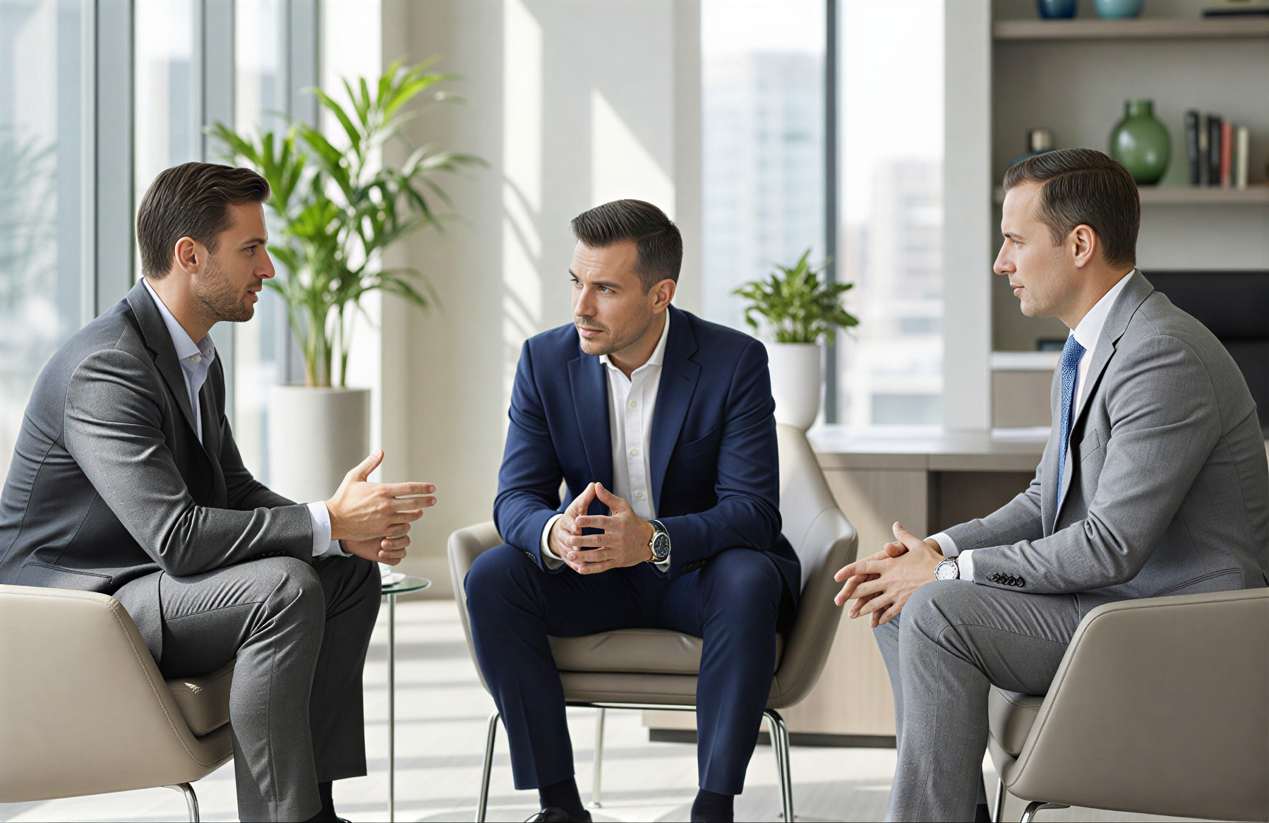 Team members in conversation