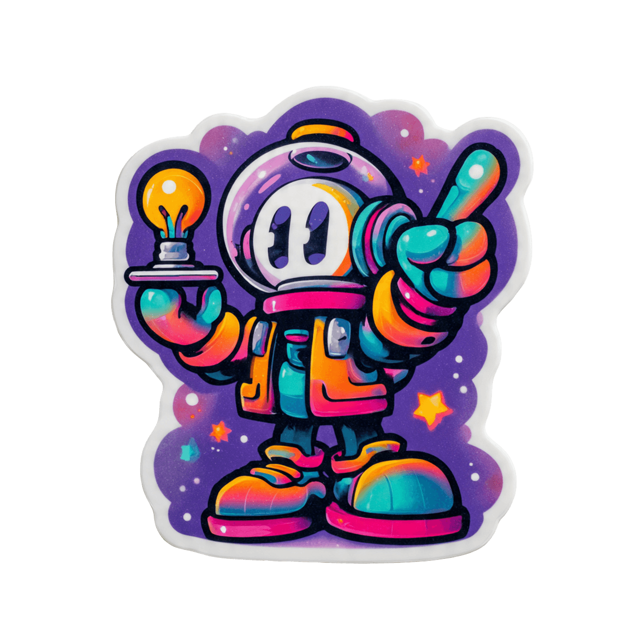 Cartoon character holding a magnifying glass