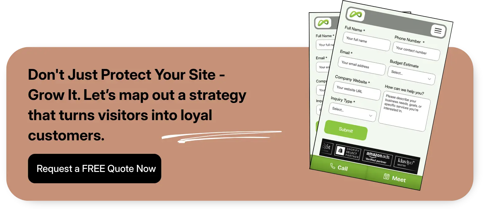  A call to action to request free quote