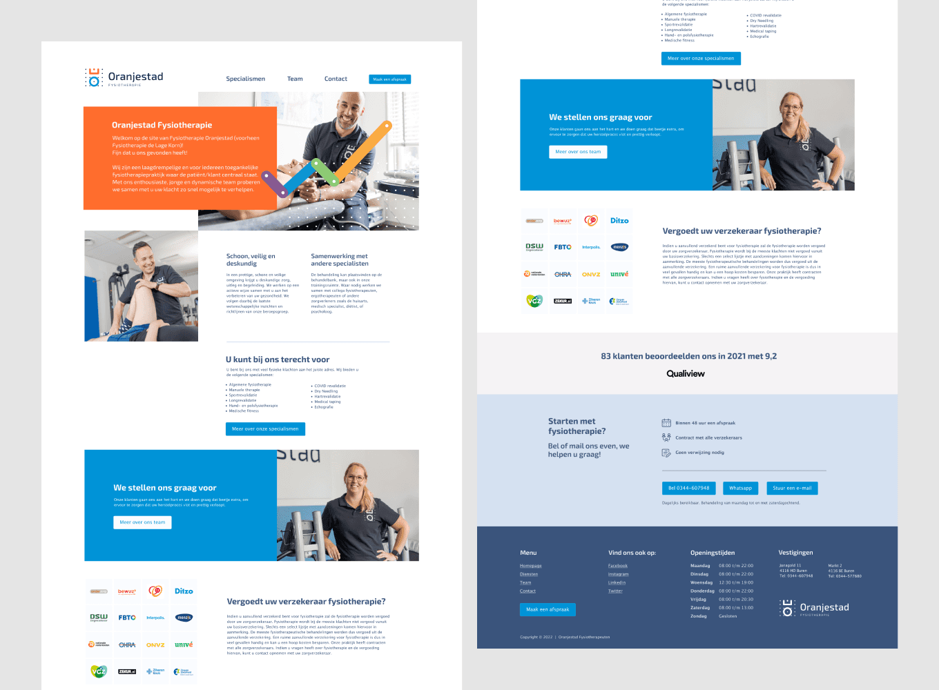 Oranjestad Buren Fysiotherapie UX UI Design Website by Freelance UX UI Designer MrUpside Michiel-Nagtegaal