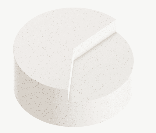 A white, round 3D circle with a bisecting line across the top is shown on a plain white background, conveying a sense of simplicity and clarity.