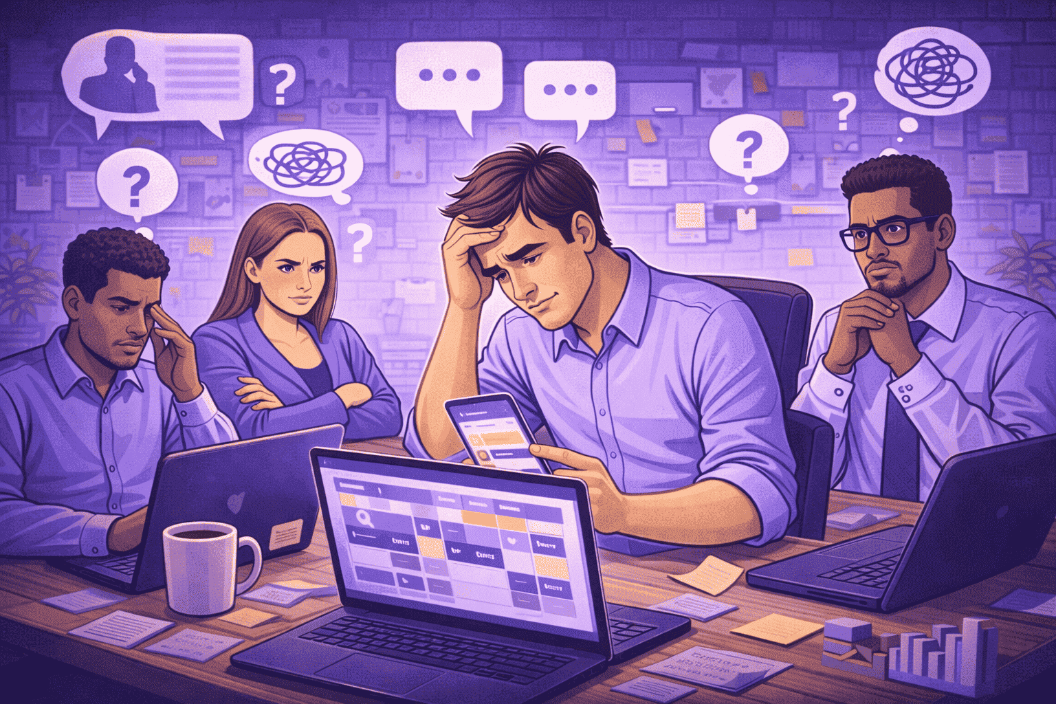 Remote team feeling confused and disengaged due to unclear communication and lack of leadership