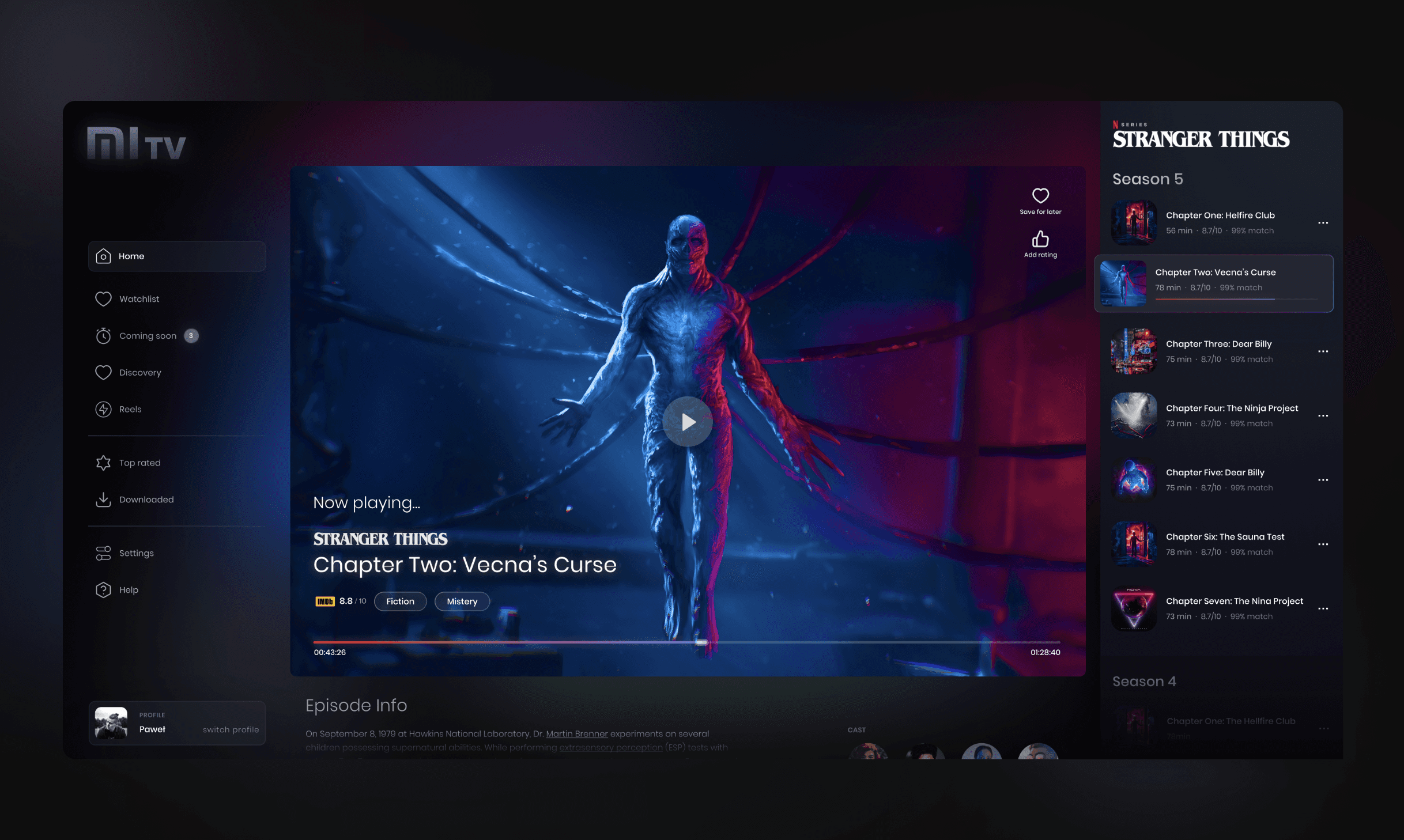 TV media player concept screen