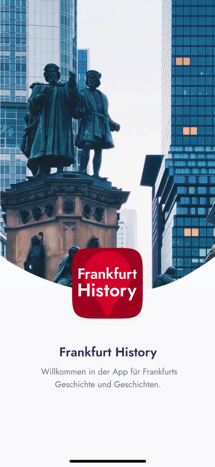 Startscreen der Frankfurt History App