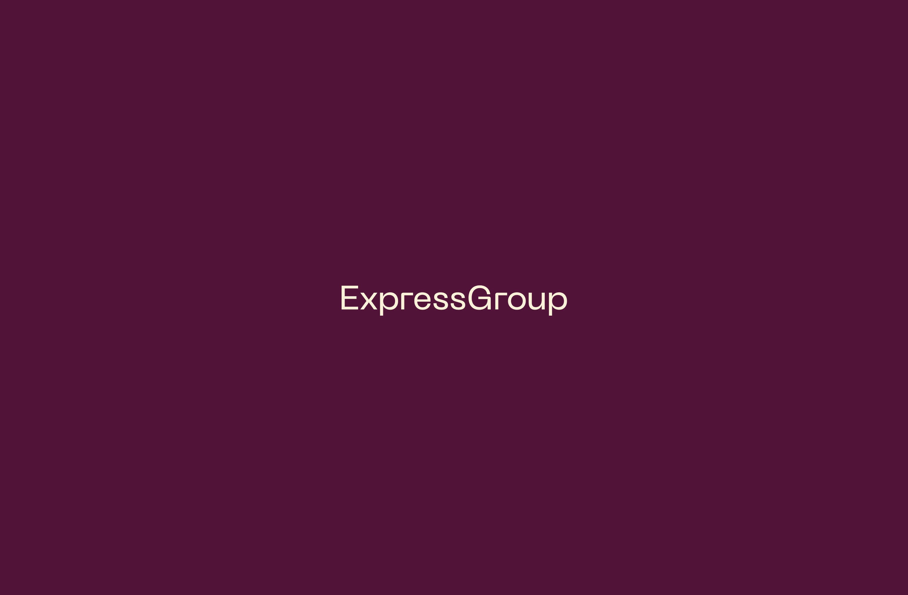 Minimalistic ExpressGroup logo centered on a solid burgundy background, reflecting the brand’s modern and professional identity.