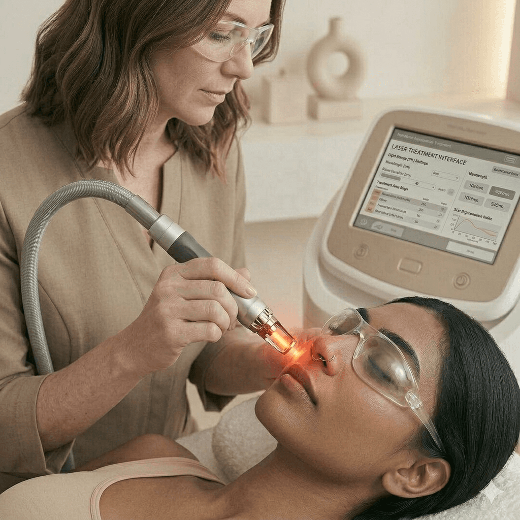 Acne Laser Treatment Being Performed