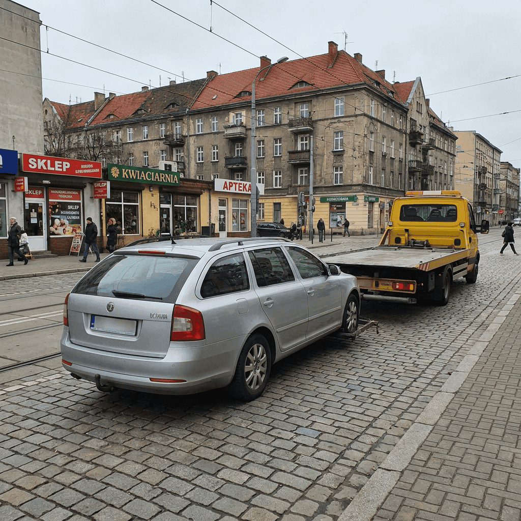 holowanie samochodu osobowego przez pomoc drogową Mago Car