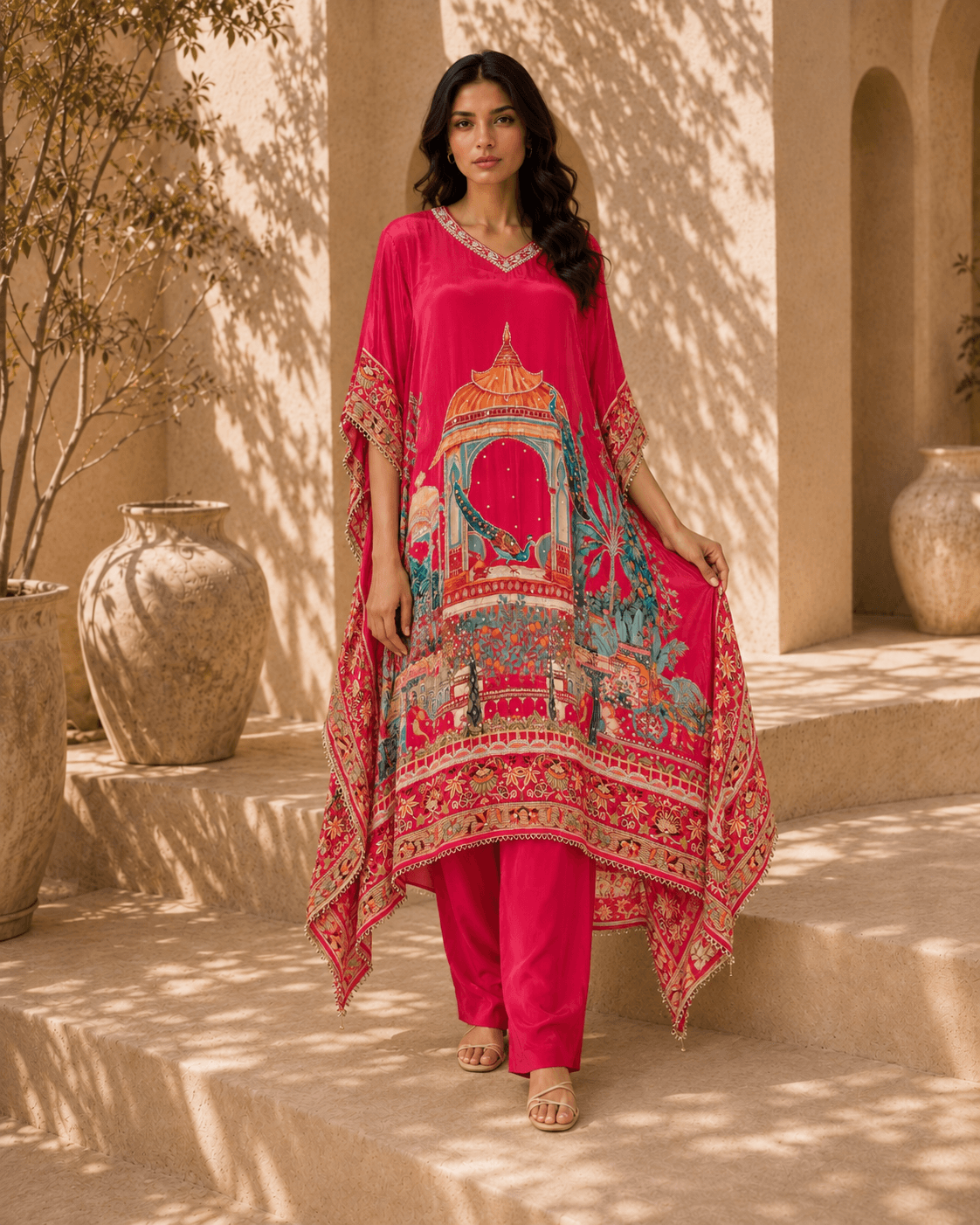 Red kaftan set primary image